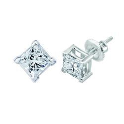 Diamond Princess Cut Solitaire Earrings