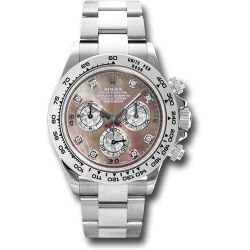  *Pre-Owned* Rolex White Gold Cosmograph Daytona 40 Watch - Dark Mother-Of-Pearl Diamond Dial