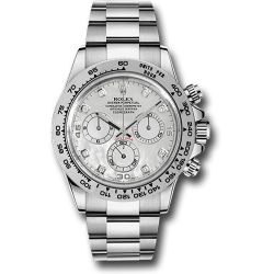  *Pre-Owned* Rolex White Gold Cosmograph Daytona 40 Watch - White Mother-Of-Pearl Diamond Dial