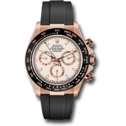  *Pre-Owned* Rolex Everose Gold Cosmograph Daytona 40 Watch - Ivory Colored Index Dial - Black Oysterflex Strap