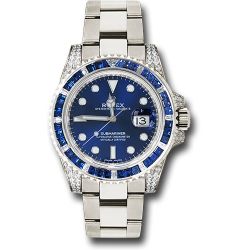  *Pre-Owned* Rolex White Gold Submariner Date Watch - Sapphire And Diamond Bezel - Blue Dial