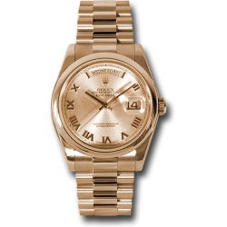  *Pre-Owned* Rolex Pink Gold Day-Date 36 Watch - Domed Bezel - Pink Champagne Roman Dial - President Bracelet