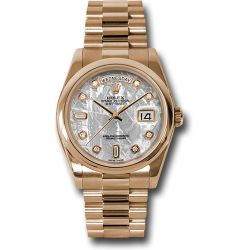 *Pre-Owned* Rolex Pink Gold Day-Date 36 Watch - Domed Bezel - Meteorite Diamond Dial - President Bracelet