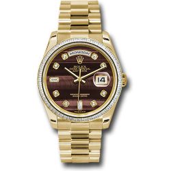 *Pre-Owned* Rolex Yellow Gold Day-Date 36 Watch - Bezel - Bulls Eye Diamond Dial - President Bracelet