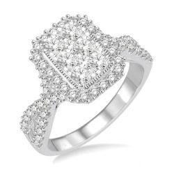 Shine Bright Coral Prestige 14K White Gold Diamond Halo Ring