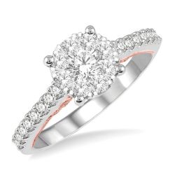 Radiant Lattice Shine Bright Diamond Ring in 14K White & Rose Gold