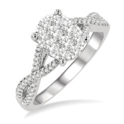 Oak Eternelle 14K White Gold Diamond Engagement Ring
