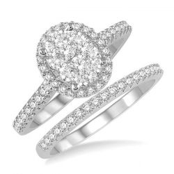 Oval Shape Shine Bright Essential Diamond Wedding Set