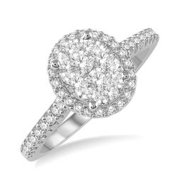 Ruby Sovereign Yellow Gold Diamond Halo Ring