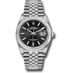  *Pre-Owned* Rolex Steel Datejust 36 Watch - Domed Bezel - Black Index Dial - Jubilee Bracelet