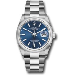  *Pre-Owned* Rolex Steel Datejust 36 Watch - Domed Bezel - Blue Index Dial - Oyster Bracelet