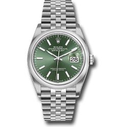  *Pre-Owned* Rolex Oystersteel Datejust 36 Watch - Domed Bezel - Mint Green Index Dial - Jubilee Bracelet