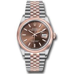 *Pre-Owned* Rolex Everose Rolesor Datejust 36 Watch - Domed Bezel - Chocolate Index Dial - Jubilee Bracelet