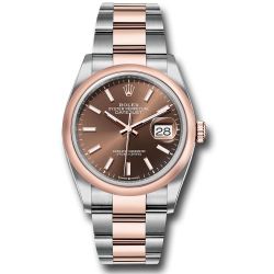  *Pre-Owned* Rolex Everose Rolesor Datejust 36 Watch - Domed Bezel - Chocolate Index Dial - Oyster Bracelet