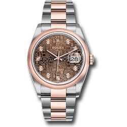  *Pre-Owned* Rolex Steel and Everose Rolesor Datejust 36 Watch - Domed Bezel - Chocolate Jubilee Diamond Dial - Oyster Bracelet