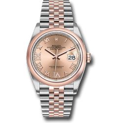  *Pre-Owned* Rolex Steel and Everose Rolesor Datejust 36 Watch - Domed Bezel - Rose Roman Dial - Jubilee Bracelet