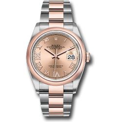  *Pre-Owned* Rolex Steel and Everose Rolesor Datejust 36 Watch - Domed Bezel - Rose Roman Dial - Oyster Bracelet