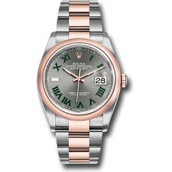  *Pre-Owned* Rolex Everose Rolesor Datejust 36 Watch - Domed Bezel - Slate Roman Dial - Oyster Bracelet