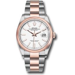  *Pre-Owned* Rolex Steel and Everose Rolesor Datejust 36 Watch - Domed Bezel - White Index Dial - Oyster Bracelet