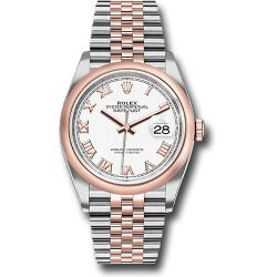  *Pre-Owned* Rolex Steel and Everose Rolesor Datejust 36 Watch - Domed Bezel - White Roman Dial - Jubilee Bracelet