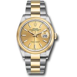  *Pre-Owned* Rolex Steel and Yellow Gold Rolesor Datejust 36 Watch - Domed Bezel - Champagne Index Dial - Oyster Bracelet