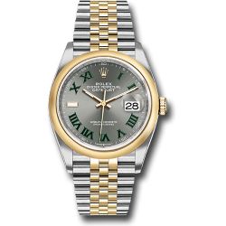  *Pre-Owned* Rolex Yellow Rolesor Datejust 36 Watch - Domed Bezel - Slate Roman Dial - Jubilee Bracelet