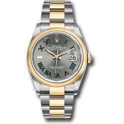  *Pre-Owned* Rolex Yellow Rolesor Datejust 36 Watch - Domed Bezel - Slate Roman Dial - Oyster Bracelet