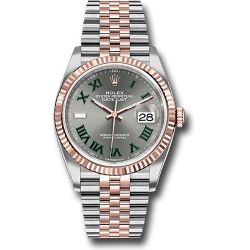  *Pre-Owned* Rolex Everose Rolesor Datejust 36 Watch - Fluted Bezel - Slate Roman Dial - Jubilee Bracelet
