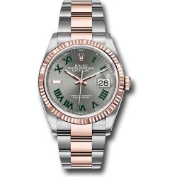  *Pre-Owned* Rolex Everose Rolesor Datejust 36 Watch - Fluted Bezel - Slate Roman Dial - Oyster Bracelet