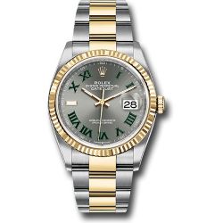  *Pre-Owned* Rolex Yellow Rolesor Datejust 36 Watch - Fluted Bezel - Slate Roman Dial - Oyster Bracelet