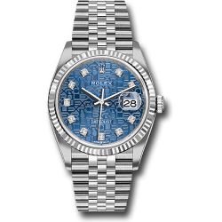  *Pre-Owned* Rolex Steel Datejust 36 Watch - Fluted Bezel - Blue Jubilee Diamond Dial - Jubilee Bracelet