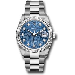  *Pre-Owned* Rolex Steel Datejust 36 Watch - Fluted Bezel - Blue Jubilee Diamond Dial - Oyster Bracelet