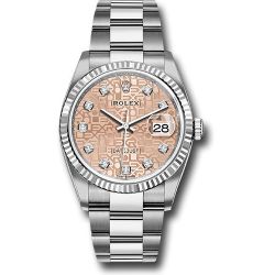  *Pre-Owned* Rolex Steel Datejust 36 Watch - Fluted Bezel - Pink Jubilee Diamond Dial - Oyster Bracelet