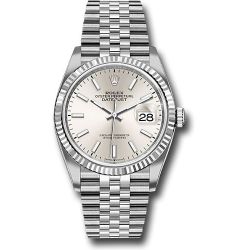  *Pre-Owned* Rolex Steel Datejust 36 Watch - Fluted Bezel - Silver Index Dial - Jubilee Bracelet
