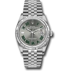  *Pre-Owned* Rolex White Rolesor Datejust 36 Watch - Fluted Bezel - Slate Roman Dial - Jubilee Bracelet