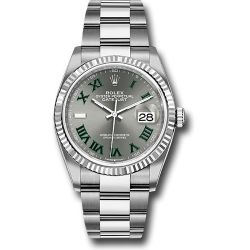  *Pre-Owned* Rolex White Rolesor Datejust 36 Watch - Fluted Bezel - Slate Roman Dial - Oyster Bracelet