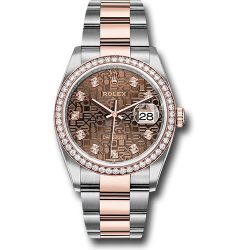  *Pre-Owned* Rolex Steel and Everose Rolesor Datejust 36 Watch - Diamond Bezel - Chocolate Jubilee Diamond Dial - Oyster Bracelet
