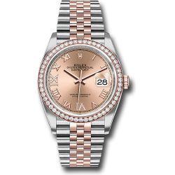  *Pre-Owned* Rolex Steel and Everose Rolesor Datejust 36 Watch - Diamond Bezel - Rose Roman Dial - Jubilee Bracelet