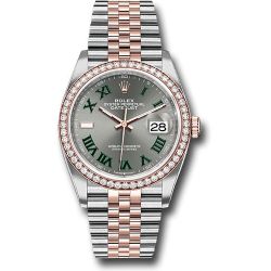  *Pre-Owned* Rolex Everose Rolesor Datejust 36 Watch - Diamond Bezel - Slate Roman Dial - Jubilee Bracelet