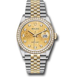  *Pre-Owned* Rolex Yellow Rolesor Datejust 36 Watch - Diamond Bezel - Champagne Jubilee Diamond Dial - Jubilee Bracelet