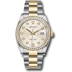  *Pre-Owned* Rolex Steel and Yellow Gold Rolesor Datejust 36 Watch - Diamond Bezel - Silver Jubilee Diamond Dial - Oyster Bracelet
