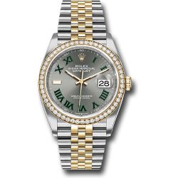  *Pre-Owned* Rolex Yellow Rolesor Datejust 36 Watch - Diamond Bezel - Slate Roman Dial - Jubilee Bracelet