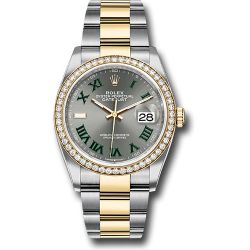 *Pre-Owned* Rolex Yellow Rolesor Datejust 36 Watch - Diamond Bezel - Slate Roman Dial - Oyster Bracelet