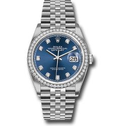  *Pre-Owned* Rolex Steel Datejust 36 Watch - Diamond Bezel - Blue Diamond Dial - Jubilee Bracelet