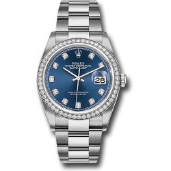  *Pre-Owned* Rolex Steel Datejust 36 Watch - Diamond Bezel - Blue Diamond Dial - Oyster Bracelet
