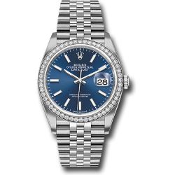  *Pre-Owned* Rolex Steel Datejust 36 Watch - Diamond Bezel - Blue Index Dial - Jubilee Bracelet