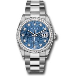  *Pre-Owned* Rolex Steel Datejust 36 Watch - Diamond Bezel - Blue Jubilee Diamond Dial - Oyster Bracelet