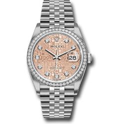  *Pre-Owned* Rolex Steel Datejust 36 Watch - Diamond Bezel - Pink Jubilee Diamond Dial - Jubilee Bracelet