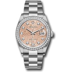  *Pre-Owned* Rolex Steel Datejust 36 Watch - Diamond Bezel - Pink Jubilee Diamond Dial - Oyster Bracelet