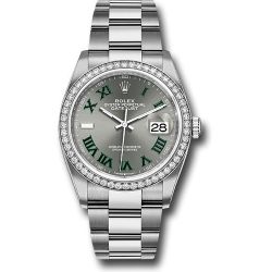  *Pre-Owned* Rolex White Rolesor Datejust 36 Watch - Diamond Bezel - Slate Roman Dial - Oyster Bracelet
